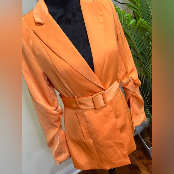 The Drop Burnt Orange Belted Hip Length Blazer Medium - Picture 3 of 9